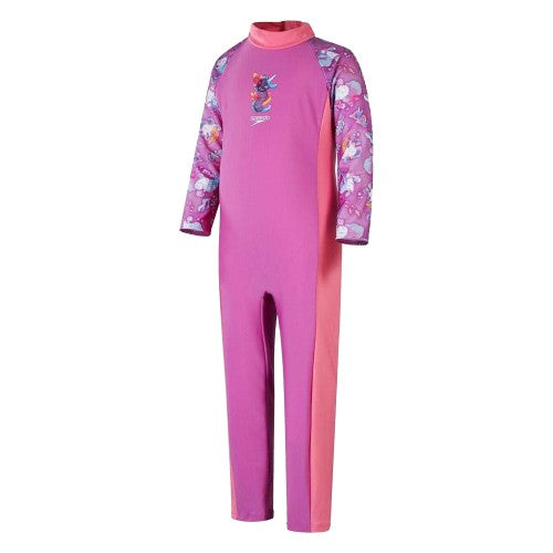 Front - Speedo Girls Dive Magical Unicorn Swimming One Piece Swimsuit