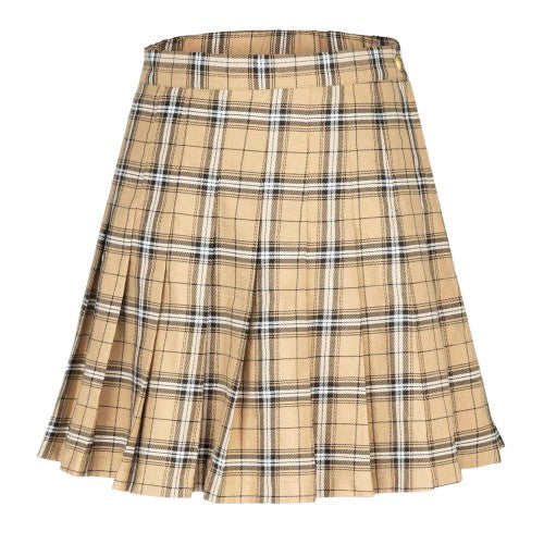 Front - Fabric Womens/Ladies Polyester Checked Pleated Skort