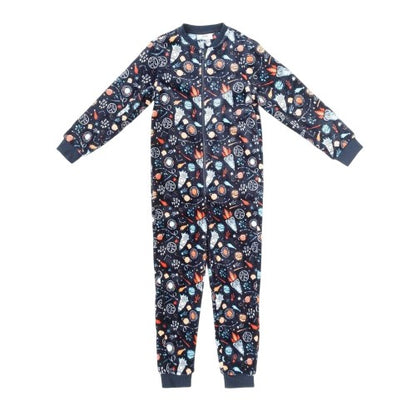 Front - Star Childrens/Kids Space Fleece Sleepsuit