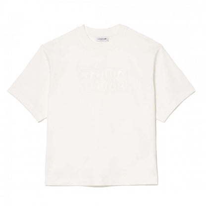Front - Lacoste Womens/Ladies Embroidered Cotton Oversized Tennis T-Shirt