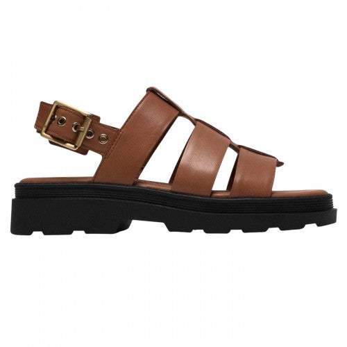 Front - Clarks Womens/Ladies Orinoco3 Fisherman Leather Chunky Sole Flat Sandals