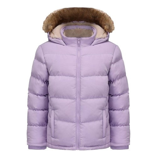 Front - SoulCal Girls Bubble Zip Pocket Puffer Jacket