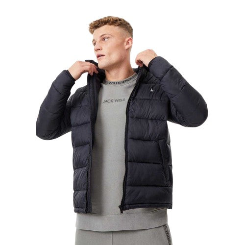 Front - Jack Wills Mens Kershaw Embroidered Logo Hooded Jacket