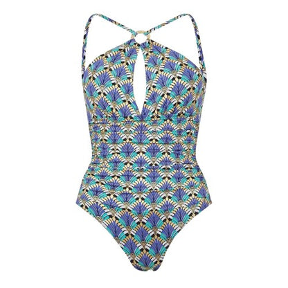 Front - Biba Womens/Ladies High-Neck One Piece Swimsuit