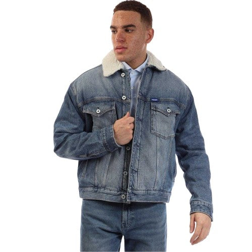 Front - Hugo Mens Stonewashed Chest Pocket Denim Jacket