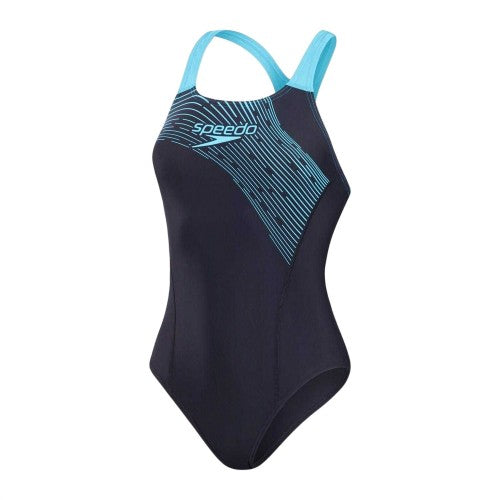 Front - Speedo Womens/Ladies Medley Medalist Logo One Piece Swimsuit
