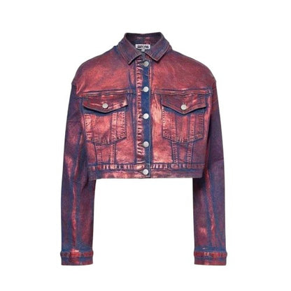 Front - AmyLynn Womens/Ladies Metallic Denim Jacket