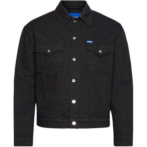 Front - Hugo Mens Dex Denim Chest Pocket Slim Trucker Jacket