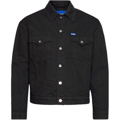 Front - Hugo Mens Dex Denim Chest Pocket Slim Trucker Jacket