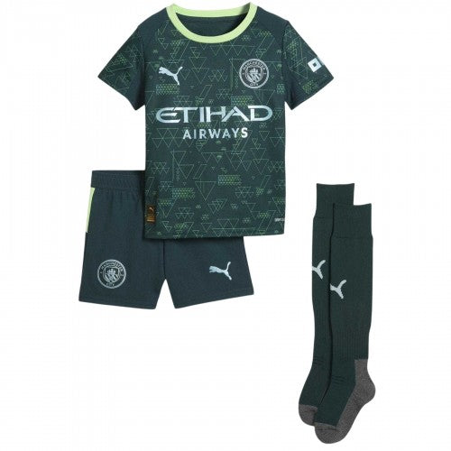Front - Puma Childrens/Kids 25/26 Fourth Manchester City FC Football Kit Set