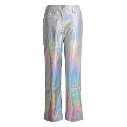 Front - AmyLynn Womens/Ladies Lupe Metallic Straight Trousers