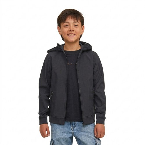 Front - Jack And Jones Boys Hooded Soft Shell Jacket