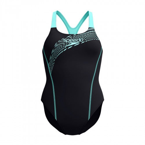 Front - Speedo Womens/Ladies Medley Logo Muscleback One Piece Swimsuit