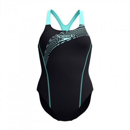 Front - Speedo Womens/Ladies Medley Logo Muscleback One Piece Swimsuit