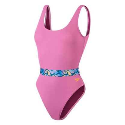 Front - Speedo Womens/Ladies Belted U-Back One Piece Swimsuit