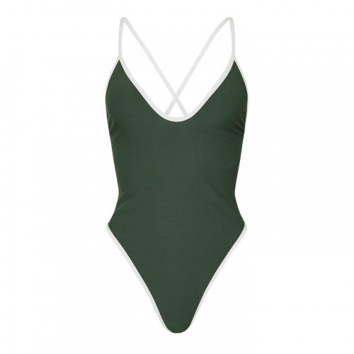 Front - Jack Wills Womens/Ladies Contrast Tie Back One Piece Swimsuit
