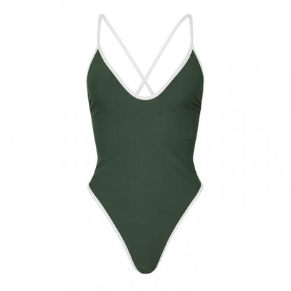 Front - Jack Wills Womens/Ladies Contrast Tie Back One Piece Swimsuit