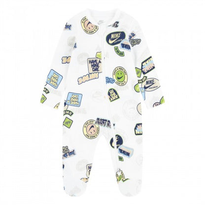 Front - Nike Baby All-Over Print Cotton Sleepsuit