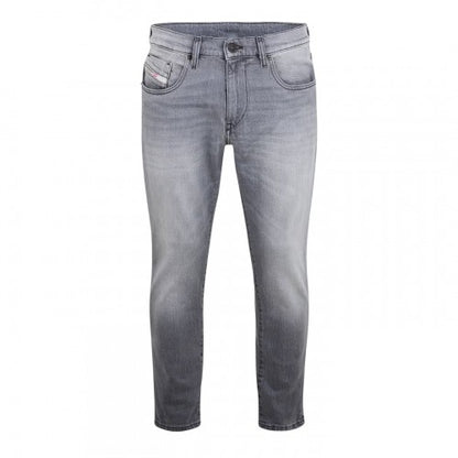 Front - Diesel Mens Washed Denim 5 Pockets Straight Leg Jeans