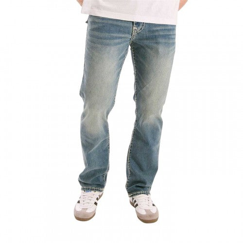 Front - True Religion Mens Super Denim Straight Leg Jeans
