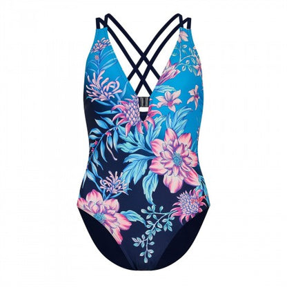 Front - Zoggs Womens/Ladies Wild Rose Cross Back One Piece Swimsuit