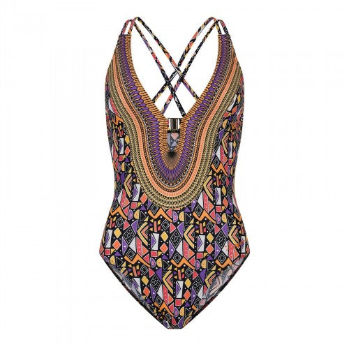 Front - Zoggs Womens/Ladies Culture Jam Cross Back One Piece Swimsuit