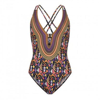 Front - Zoggs Womens/Ladies Culture Jam Cross Back One Piece Swimsuit