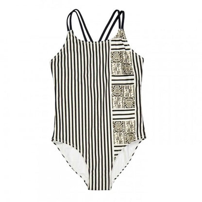 Front - Biba Girls Stripe Cross Back One Piece Swimsuit