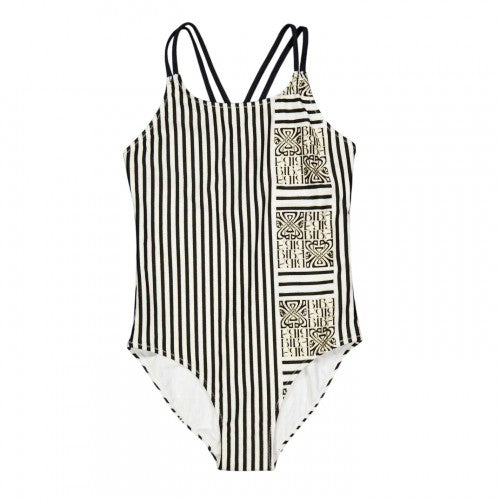 Front - Biba Girls Stripe Cross Back One Piece Swimsuit