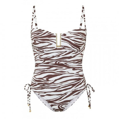 Front - Biba Womens/Ladies Zebra Print One Piece Swimsuit