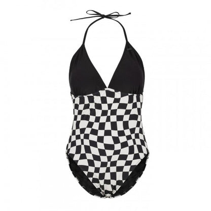 Front - SoulCal Womens/Ladies Checkered Halter Neck One Piece Swimsuit