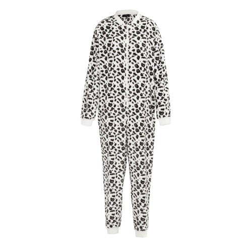 Front - Linea Womens/Ladies Leopard Print Fleece All-In-One Nightwear