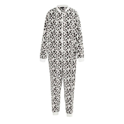 Front - Linea Womens/Ladies Leopard Print Fleece All-In-One Nightwear