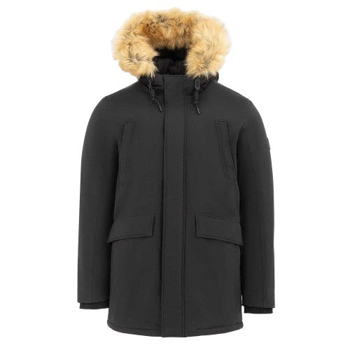 Front - SoulCal Mens Faux Fur Trim Hooded Regular Parka