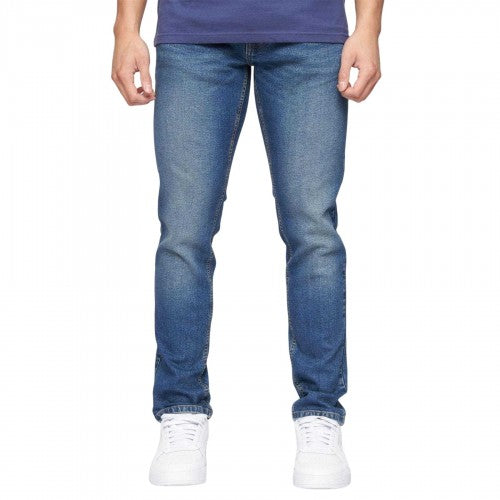 Front - Crosshatch Mens Buraca Stonewashed Slim Jeans
