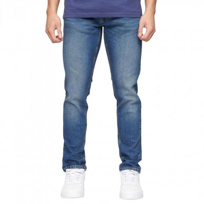 Front - Crosshatch Mens Buraca Stonewashed Slim Jeans