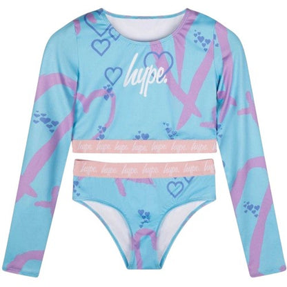 Front - Hype Girls Graphic Print Two-Piece Swimsuit