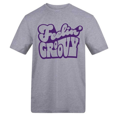 Front - AWD Unisex Adult Feelin Groovy Cotton Blend T-Shirt