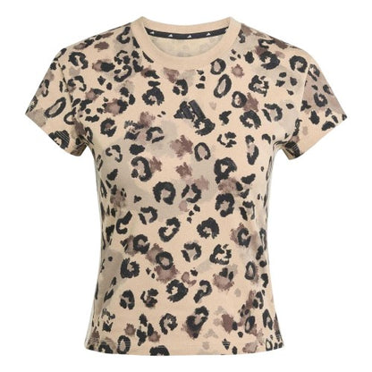 Front - Adidas Womens/Ladies Leopard Print Jersey Crew Neck T-Shirt