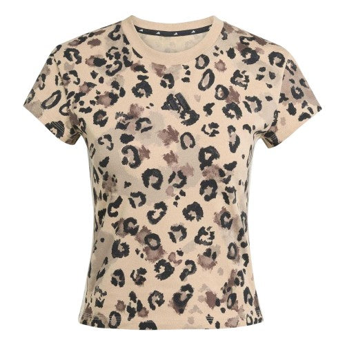 Front - Adidas Womens/Ladies Leopard Print Jersey Crew Neck T-Shirt
