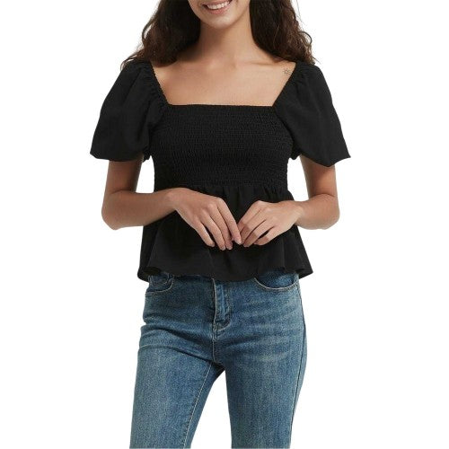 Front - Be You Womens/Ladies Plain Square Neck Puff Sleeve Blouse
