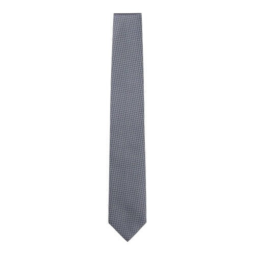 Front - Boss Mens Geometric Pattern Silk Formal Tie