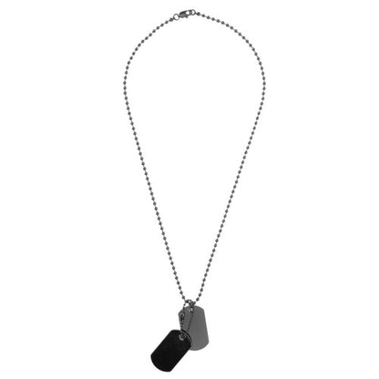 Front - Fabric Metal Dog Tag And Chain