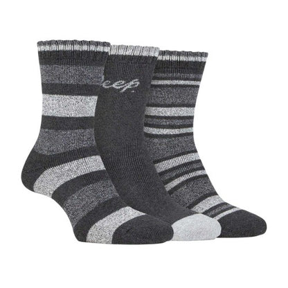 Front - Jeep Womens/Ladies Stripe Boot Socks (Pack of 3)