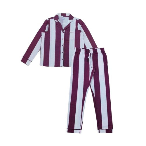 Front - Linea Womens/Ladies HW Stripe Button Pyjama Set