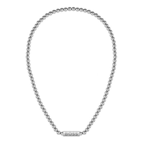 Front - Boss Sphere Metal Stainless Steel Beaded Necklace