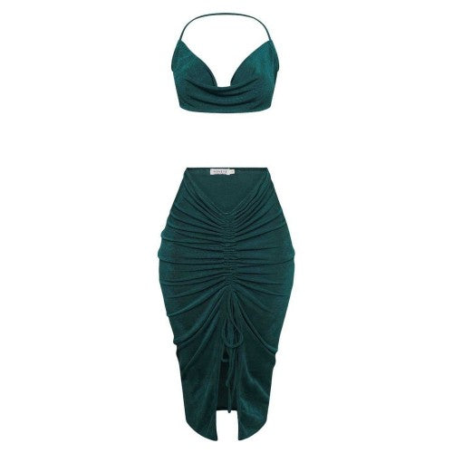 Front - Honeyz Womens/Ladies Halter Neck Bodycon Midi Dress Set
