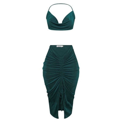 Front - Honeyz Womens/Ladies Halter Neck Bodycon Midi Dress Set