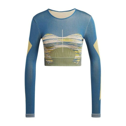 Front - Adidas Womens/Ladies Crew Neck Slim Long-Sleeved Jersey
