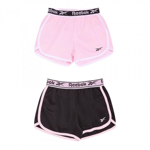 Front - Reebok Girls Mesh Shorts (Pack of 2)